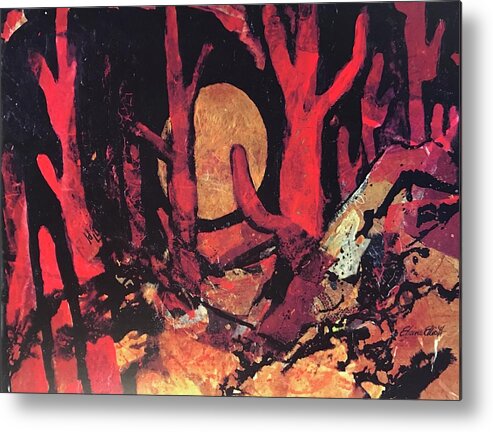 Southwest Landscape Metal Print featuring the painting Saguaro Sunset by Elaine Elliott