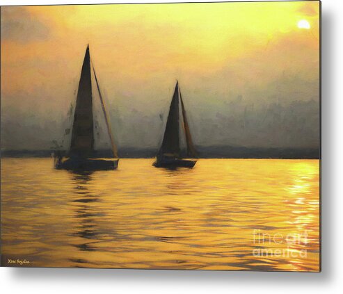 Sailing Metal Print featuring the photograph Sailing on Her Golden Waters by Xine Segalas