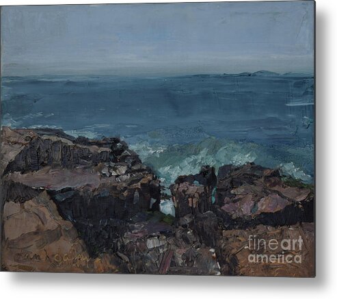 Schoodic Point Metal Print featuring the painting Schoodic Point-Darker version by Jan Dappen