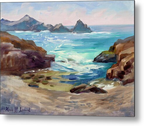 Point Lobos Metal Print featuring the painting Sea Cove, Pt. Lobos by Karin Leonard