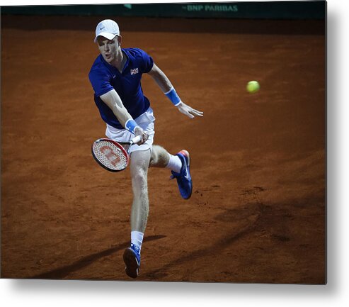 Playoffs Metal Print featuring the photograph Serbia v Great Britain - Davis Cup World Group Quarter-Final: Day One by Srdjan Stevanovic