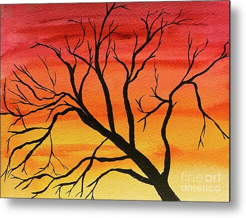 Tree Metal Print featuring the mixed media Silhouette by Lisa Neuman