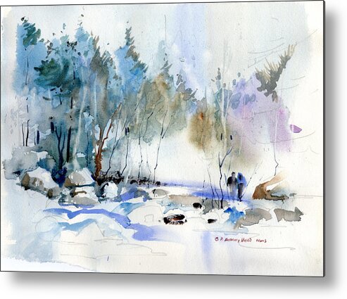 New England Scenes Metal Print featuring the painting Snow Covered Stream by P Anthony Visco