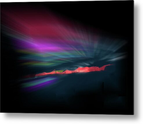 Red Metal Print featuring the photograph Snowfence Borealis by Wayne King