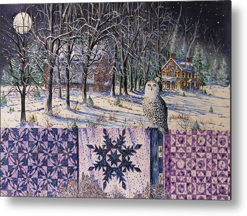 Winter Metal Print featuring the painting Snowy Indigo Evening by Diane Phalen