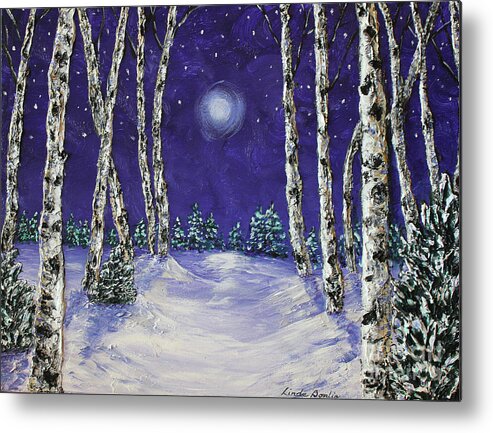 Landscape Metal Print featuring the painting Solo Snowscape SOLD by Linda Donlin