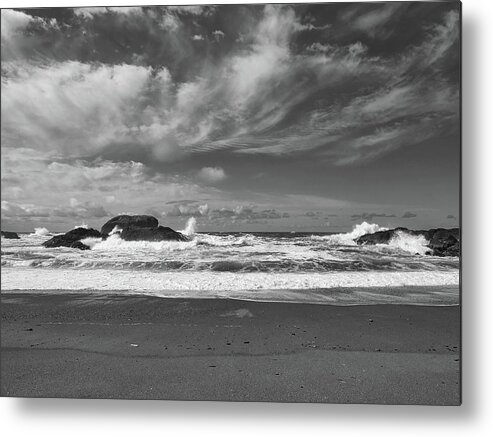 Landscape Metal Print featuring the photograph South Beach Vista Black and White by Allan Van Gasbeck