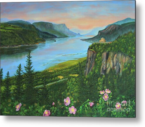 Columbia River Gorge Metal Print featuring the painting Spring Columbia River Gorge by Jeanette French