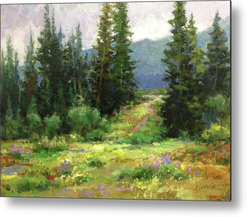 Utah Metal Print featuring the painting Spruces At Cardiff Fork by Susan N Jarvis