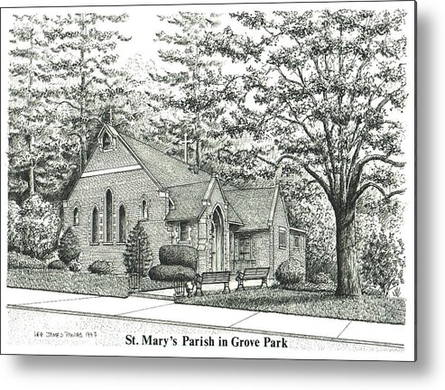 Asheville Metal Print featuring the drawing St. Mary's Parish in Grove Park by Lee Pantas