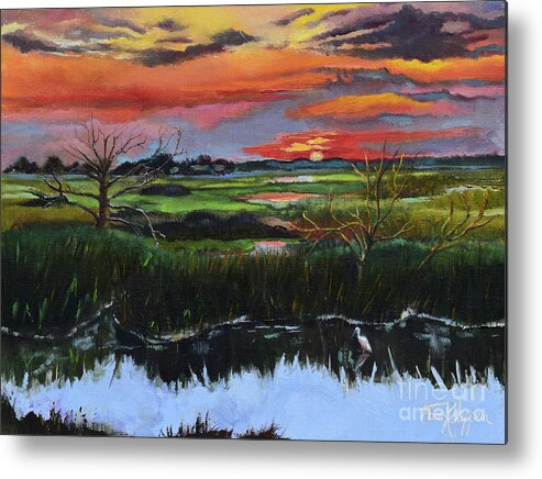 St. Simons Metal Print featuring the painting St. Simons Sunrise by Jan Dappen