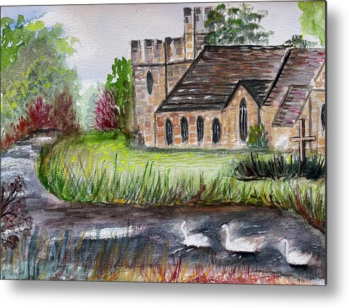 Stonehouse Metal Print featuring the painting Stonehouse Church in Gloucestershire by Roxy Rich