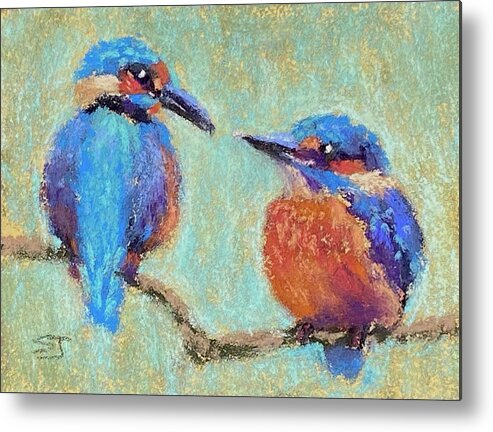 Kingfisher Metal Print featuring the painting Sweet Kingfishers by Susan Jenkins