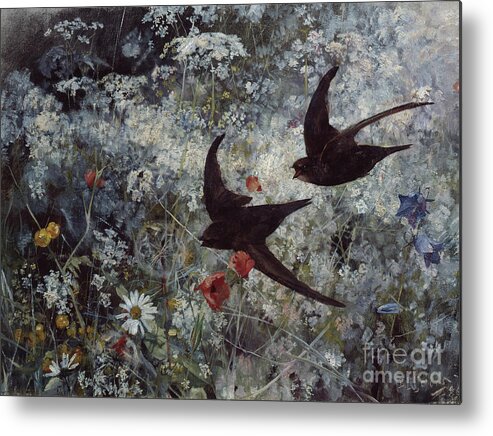 Bruno Liljefors Metal Print featuring the painting Swift, 1886 by O Vaering by Bruno Liljefors