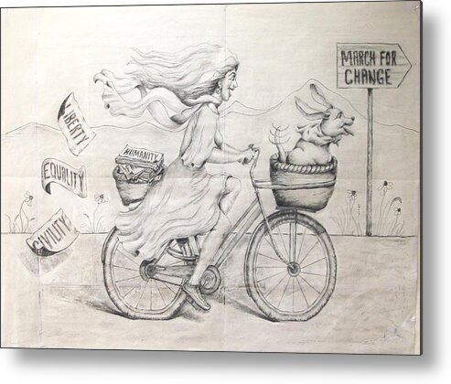 Realism Metal Print featuring the drawing The Answer is Blowing in the Wind by Diane DiMaria