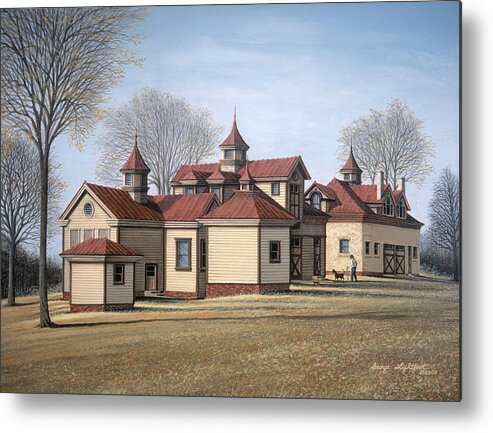 Architectural Landscape Metal Print featuring the painting The Bingham Waggoner Estate, Outbuildings by George Lightfoot