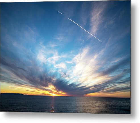 Pacific Ocean Metal Print featuring the photograph The Channel, Clouds, Contrails and Cold by Joe Schofield
