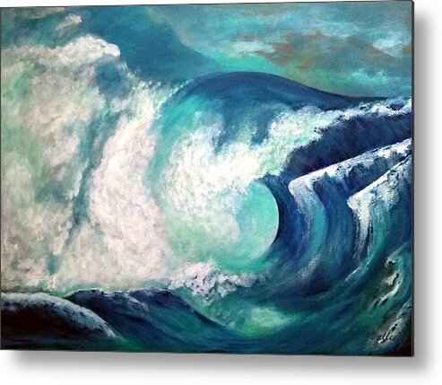 Ocean Metal Print featuring the painting The Curl by Vallee Johnson