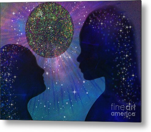 Mixed Media Art Metal Print featuring the mixed media The Guardians by Diamante Lavendar
