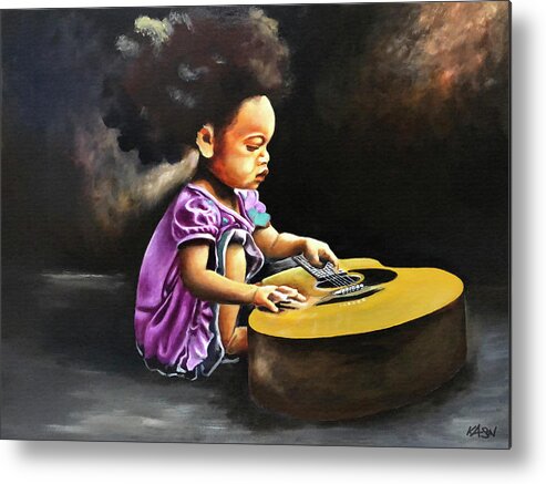 Music Metal Print featuring the painting The Guitar Player by Art of Ka-Son