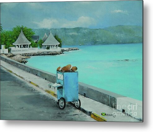 Tropical Landscape Metal Print featuring the painting The Sea Wall by Kenneth Harris