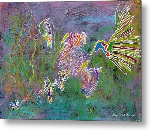 Wall Art Metal Print featuring the painting The Twoodle-Aire by Ellen Palestrant