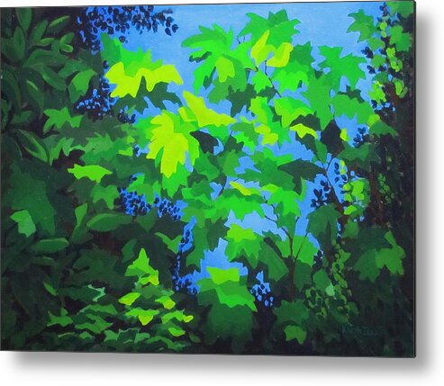 Leaves Metal Print featuring the painting Through the Leaves by Karen Ilari