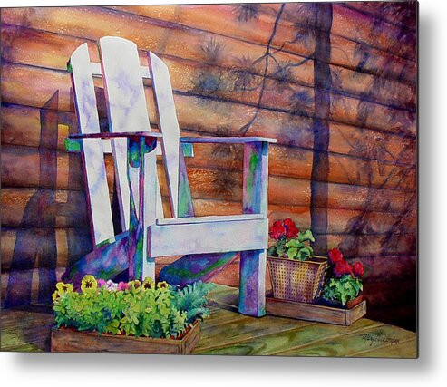 Adirondack Chair Metal Print featuring the painting Time Out by Mary Giacomini