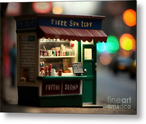 A Variety Of Jams Metal Print featuring the mixed media Tiny City Shop II by Jay Schankman