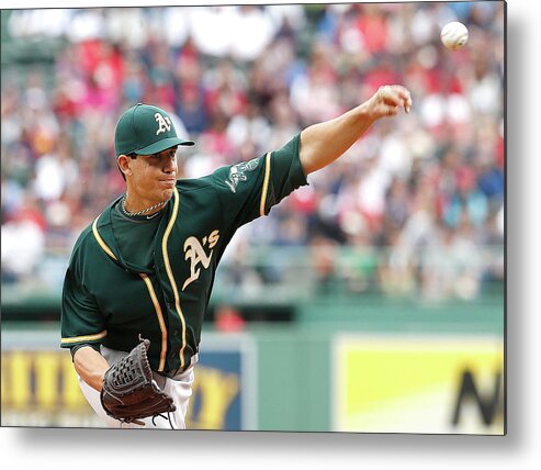 American League Baseball Metal Print featuring the photograph Tommy Milone by Jim Rogash