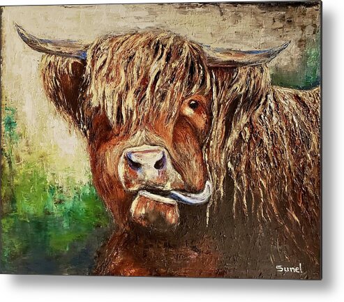 Highland Metal Print featuring the painting Tongue out by Sunel De Lange