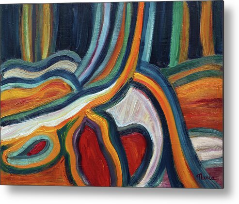 Abstract Metal Print featuring the painting Tree Roots by Maria Meester