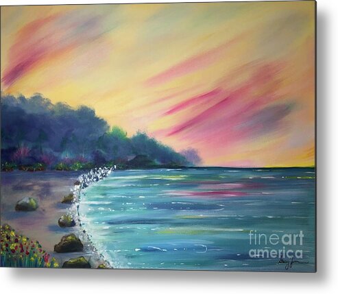 A Print Of An Original Painting “tropical Peace”. Metal Print featuring the painting Tropical Peace by Stacey Zimmerman