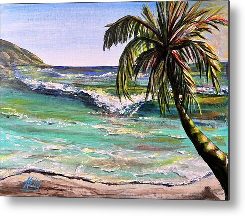 Palm Metal Print featuring the painting Turquoise Bay by Kelly Smith