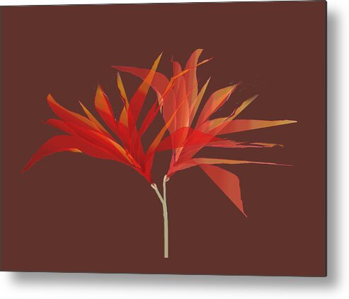 Flowers Metal Print featuring the digital art Twin Blossom by Asok Mukhopadhyay