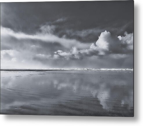 Black And White Photography Metal Print featuring the photograph Two Views of Combers Beach Black and White by Allan Van Gasbeck