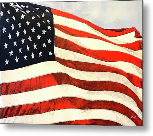 Mask Metal Print featuring the painting US Flag by Guido Borelli