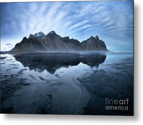 Landscape Metal Print featuring the photograph Vestrahorn mountains and Stokksnes beach near Hofn, Iceland by Jane Rix