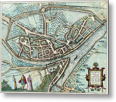 1581 Metal Print featuring the drawing View Of Namur, 1581 by Georg Braun and Franz Hogenberg