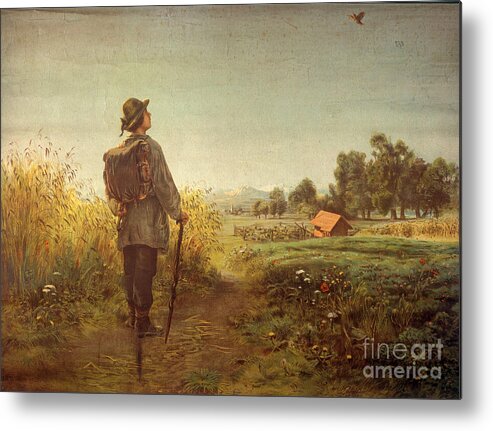 19th Century Metal Print featuring the painting Wanderer and Lark by Wilhelm Hey