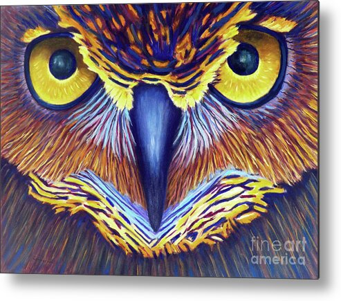 Owl Metal Print featuring the painting Watching by Brian Commerford