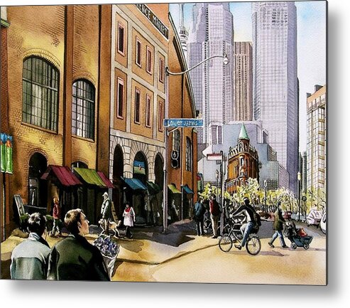 Watercolor Metal Print featuring the painting Weekend At The Market by Alfred Ng