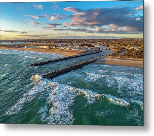 Weekapaug Metal Print featuring the photograph Wind and Surf by Veterans Aerial Media LLC