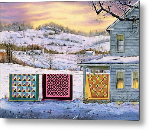 Winter Sunset Metal Print featuring the painting Winter Airing by Diane Phalen