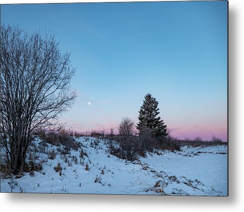 Dawn Metal Print featuring the photograph Winter Dawn With Moon by Phil And Karen Rispin