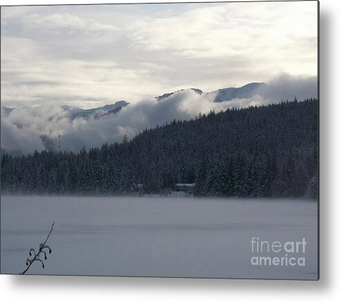 #alaska #juneau #ak #cruise #tours #vacation #peaceful #aukelake #snow #winter #cold #postcard #morning #dawn Metal Print featuring the photograph Winter Escape by Charles Vice