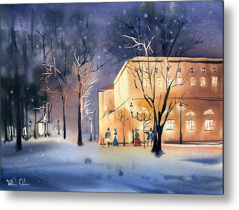 Petersburg Metal Print featuring the painting Winter Night at Pavlovsk Palace by Dora Hathazi Mendes