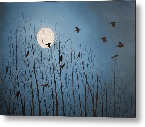 Birds Metal Print featuring the painting Winter's Flock by Berlynn