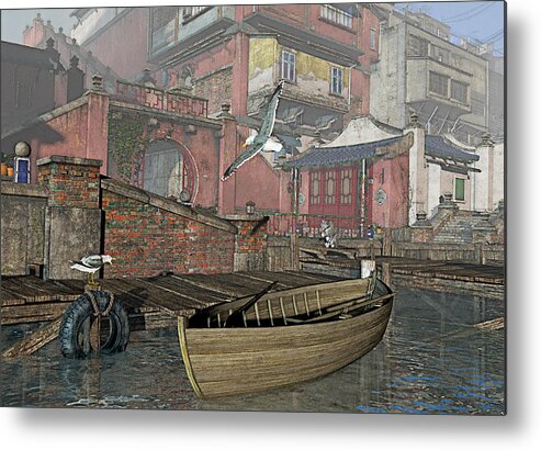 Dock Metal Print featuring the painting Dock Dispute by Peter J Sucy