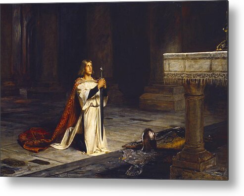 John Pettie - The Vigil 1884 Metal Print featuring the painting The Vigil #1 by MotionAge Designs